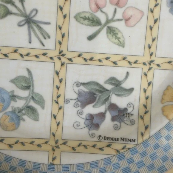 Sakura Evolution Blue Checks Flowers Debbie Mumm  8.5" Melamine Salad Plates (6) - Picture 6 of 6